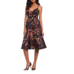 ELIZA J Metallic Brocade Floral Cocktail Dress